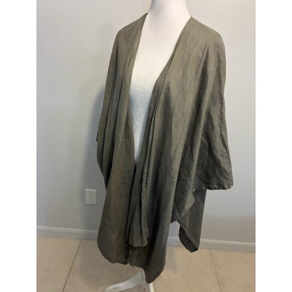 100% Linen Kimono Cardigan Gray Minimalist Oversized Womens Open Front USA OS - Picture 4 of 11